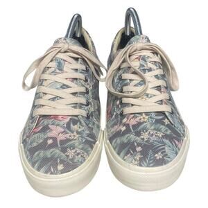 TAOS Women's "Plim Soul" Tropical Floral Canvas Sneaker, 10, Black/Pink/Green